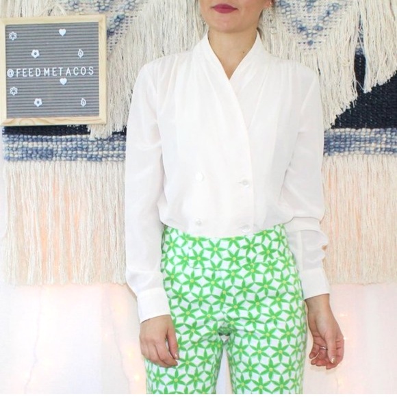 Pendleton Tops - Pendleton 100% Silk Ivory Double Breasted Blouse